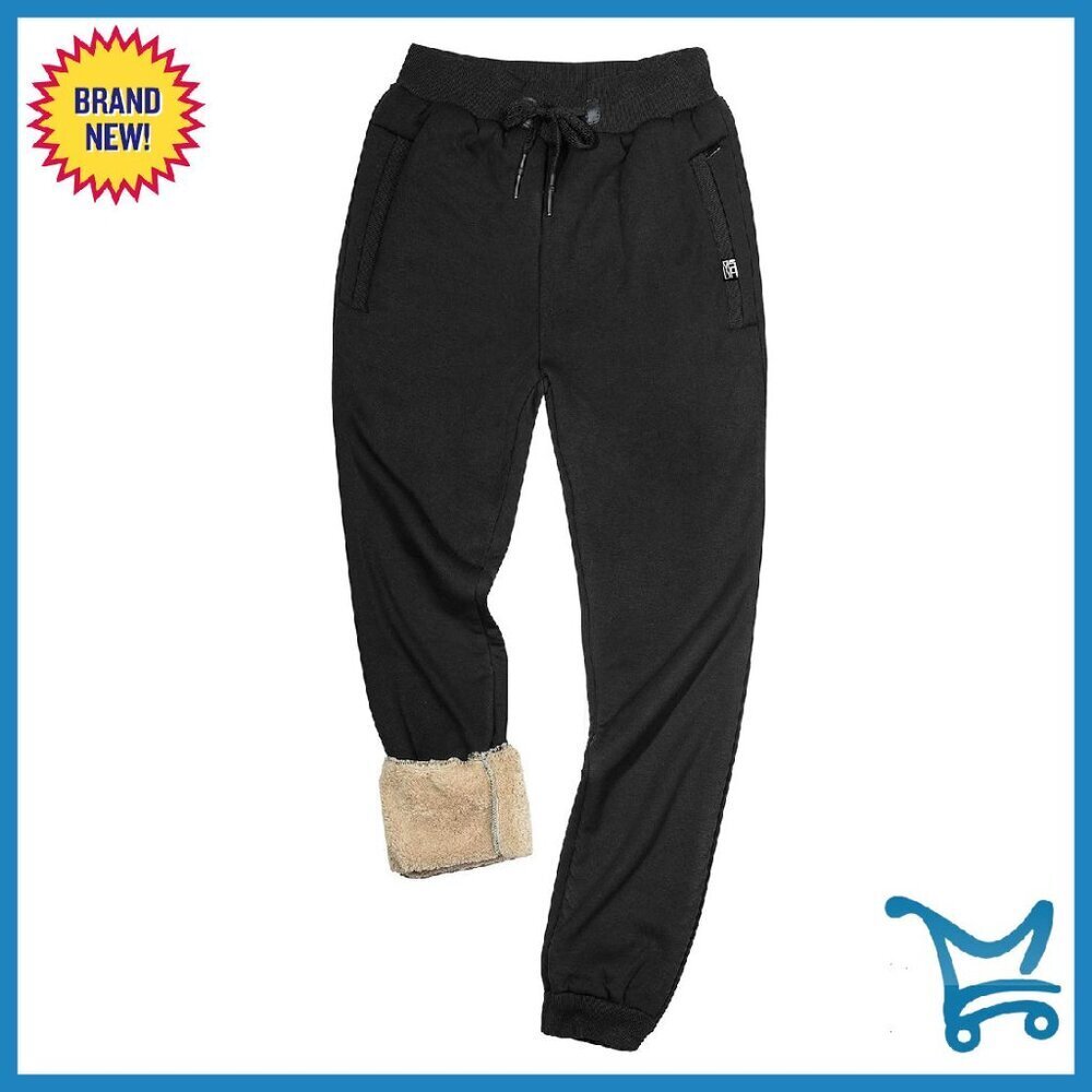 Men's Sherpa Lined Sweatpants Winter Warm Athletic Track Pants